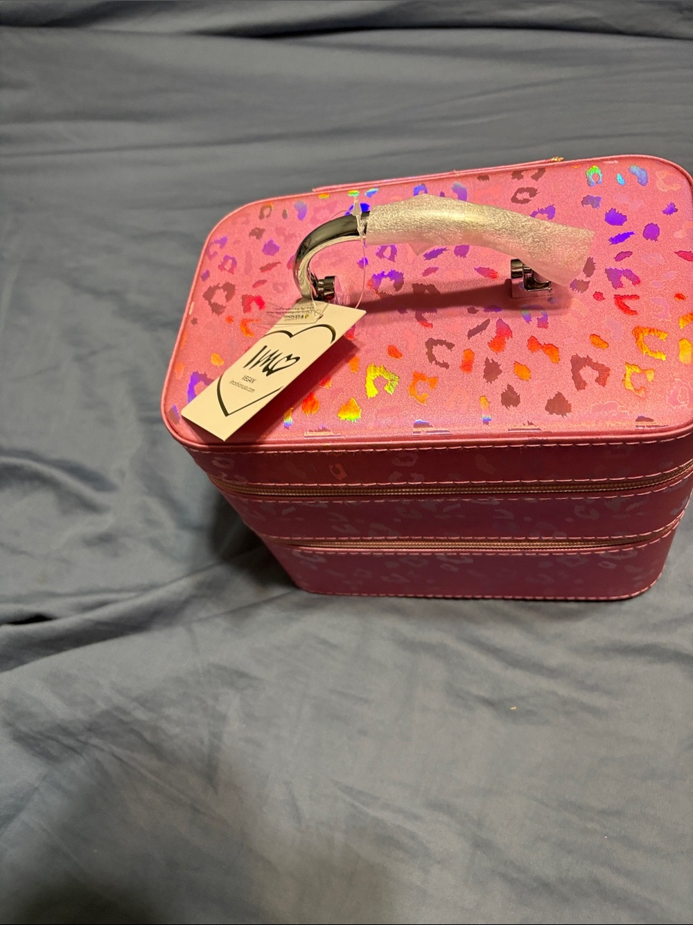 Imoshion Pink Holographic Leopard Makeup Case double size nwt - Picture 10 of 16